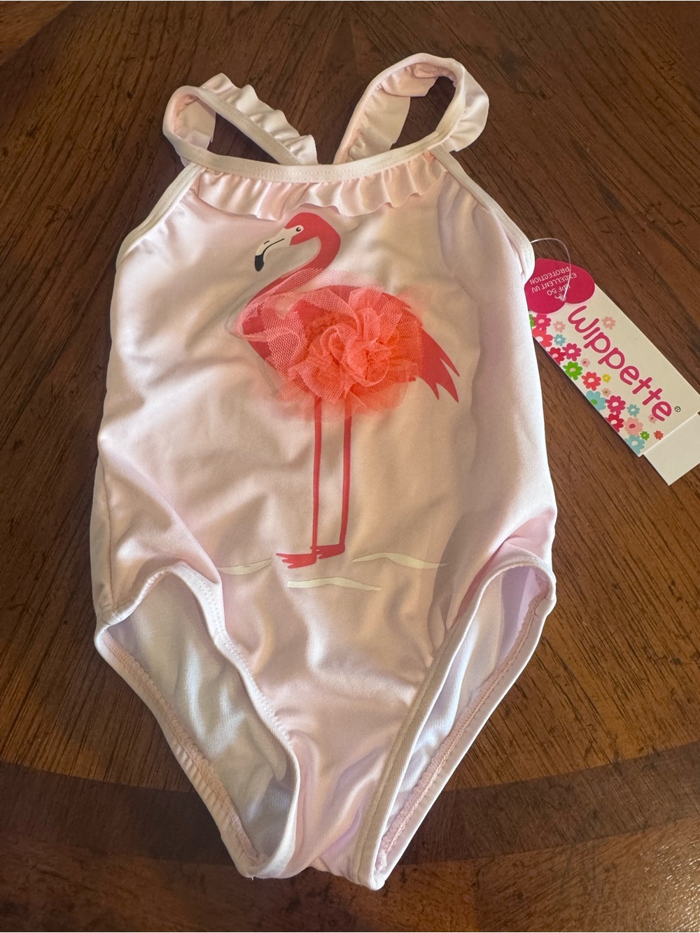 Wippette Pink Flamingo One-Piece Swimsuit with Coral Accent
